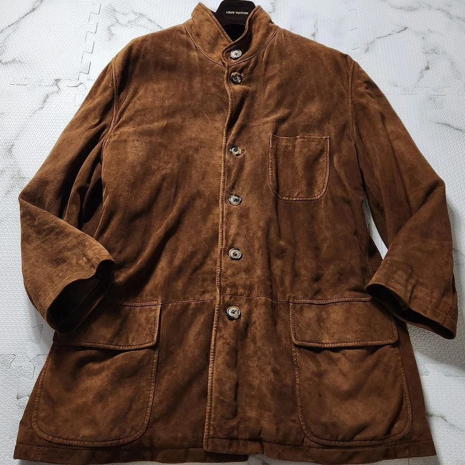 Loro Piana XXL Calf Leather Coat Quilted 100% Cashmere Lining Brown F/S - Image 2 of 4