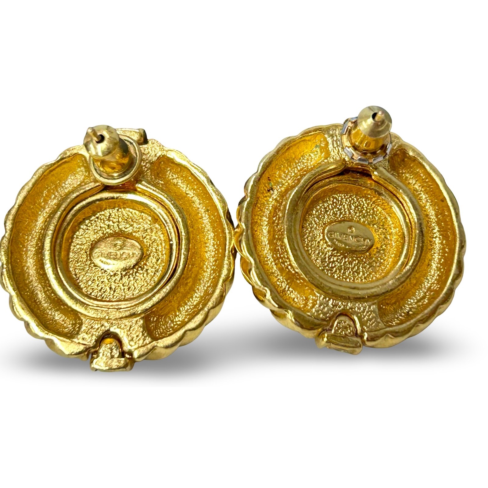 Givenchy Gold Tone Red Cabochon Earrings Pierced thumbnail 3