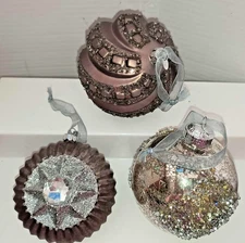 3 VINTAGE FRONTGATE GLASS ORNAMENTS/LARGER SIZE