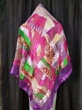 Picasso Satin Scarf Cubism Art Purple Pink Green Shawl Cover Up Decor SQUARE 37"