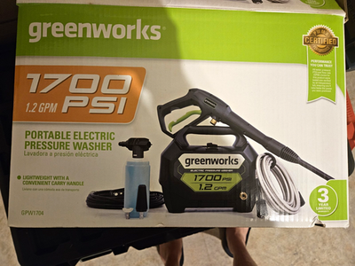 #ad Greenworks GPW1704 1700 PSI 1.2 GPM Corded Electric Pressure Washer w Hose $49.99
