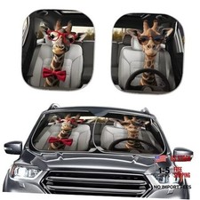 Automotive Windshield Sunshade Outdoor Blocks Heat Cool Giraffe Animal Driving