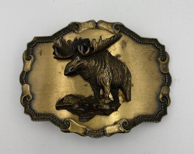 Vintage 1978 Raintree Brass Moose Belt Buckle