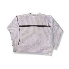 Cherokee Men Beige Long Sleeve Crew Neck Sweater Size M Striped Casual Vintage