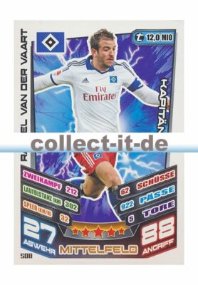 Match Attax Extra 13/14 - 508 - RAFAEL VAN DER VAART - Hamburger SV - Kapitän