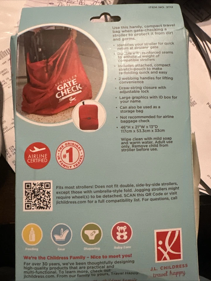 J.L. Bolsa a cuadros Childress Gate para cochecitos estándar y dobles - Bolsa de viaje roja Foto 2 de 3