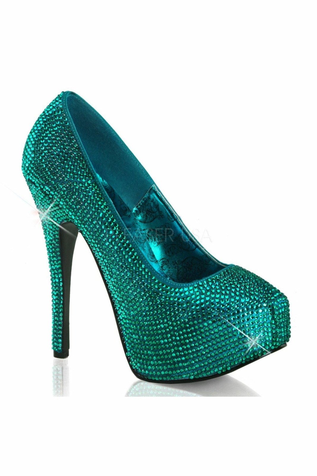 turquoise platform heels