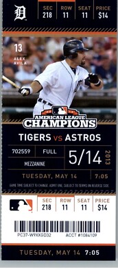 Houston Astros vs Detroit Tigers 5/14/2013 Ticket -  Miguel Cabrera HR #329