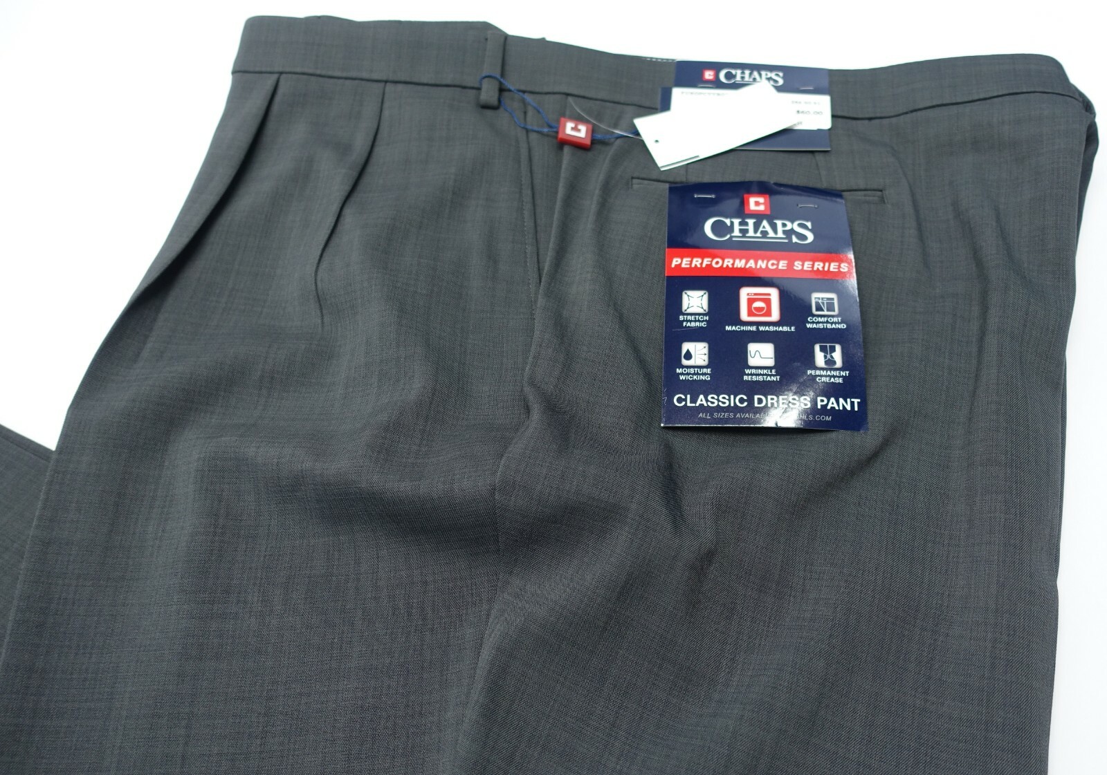 Chaps Dress Pants Men 48x36 Classic Fit Performance Pleated Big and