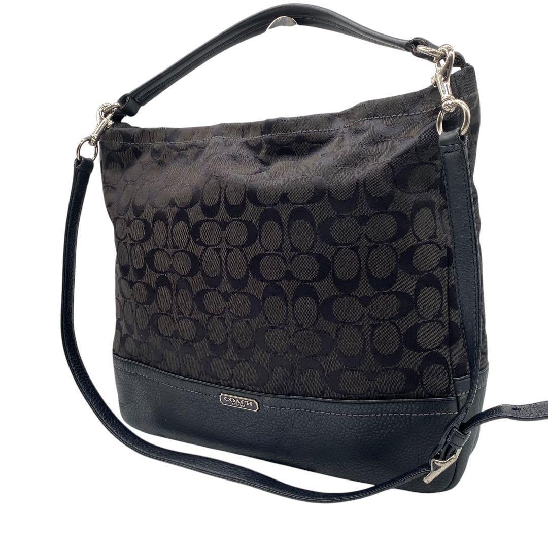 Coach Signature Black A4 2-Way Shoulder Tote Bag