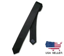 NEW Cool Narrow NeckTie Extra Skinny BLACK Thin Men's 2" Neck Tie USA Seller