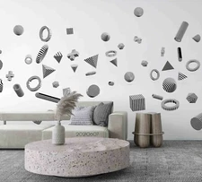 3D Geometric Shape Vector Wallpaper Wall Mural Removable Self-adhesive Sticker46