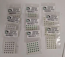 Hareline Adhesive Eyes 1/8 - 3 each of Yellow/Black - Green/Black - Silver/Black