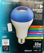 Ecosmart LED Light Bulb A21 Speaker w/Bluetooth 60W Color Changing and Remote