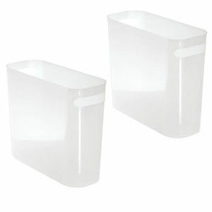 mDesign Slim Plastic Small Trash Can Wastebasket, Handles ...