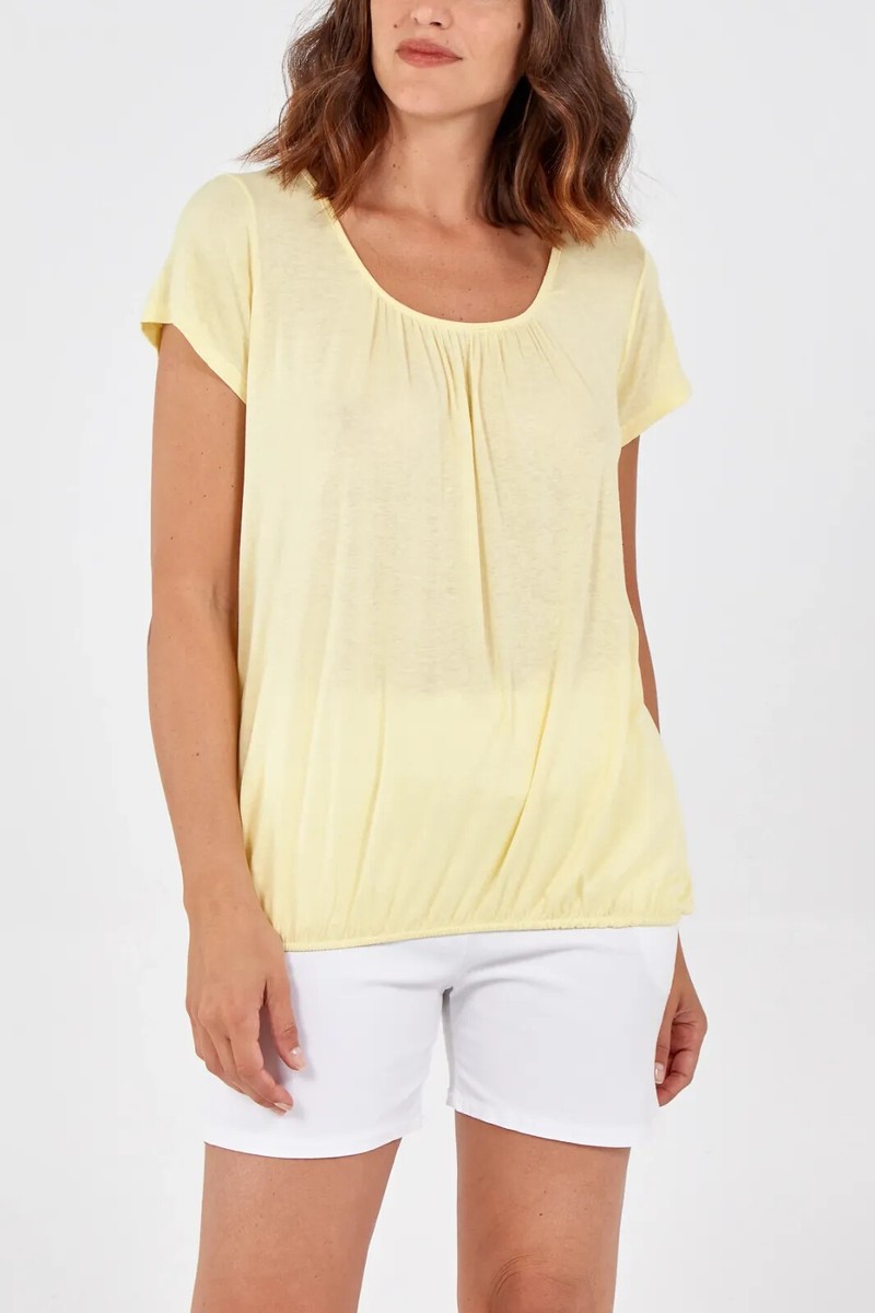WearAll Women's Plus Size Boho Off-Shoulder Top - Stretch Elasticated Gypsy Blouse In Yellow (US 14/UK 18)