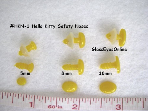 20 pc Hello Kitty Nose 5mm to 25mm Yellow Oval Safety,Nose, Button Eye ...