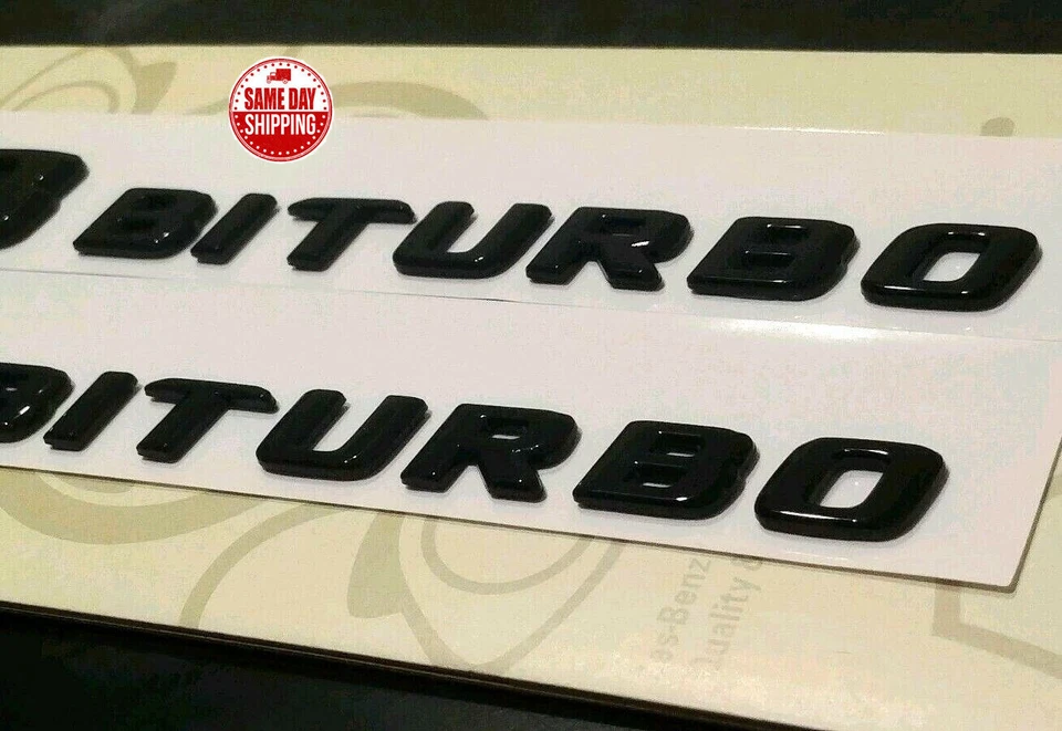 2X Insignia de calcomanía lateral negra V8 biturbo AMG para Mercedes-Benz GLS350 GLS63 AMG Foto 4 de 4