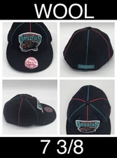 NBA Vancouver Grizzlies Mitchell & Ness Wool Fitted Cap Flat Brim Adult SZ 7 3/8