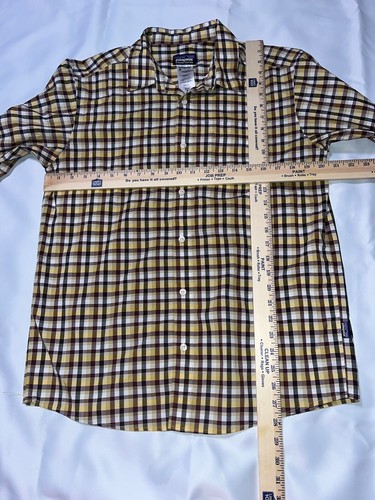 Chemise Patagonia adulte moyen jaune marron à carreaux manches longues coton bio homme - Photo 4/4