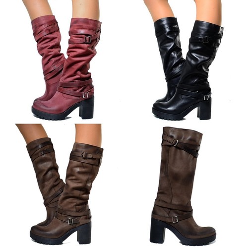 stivali morbidi al polpaccio con tacco