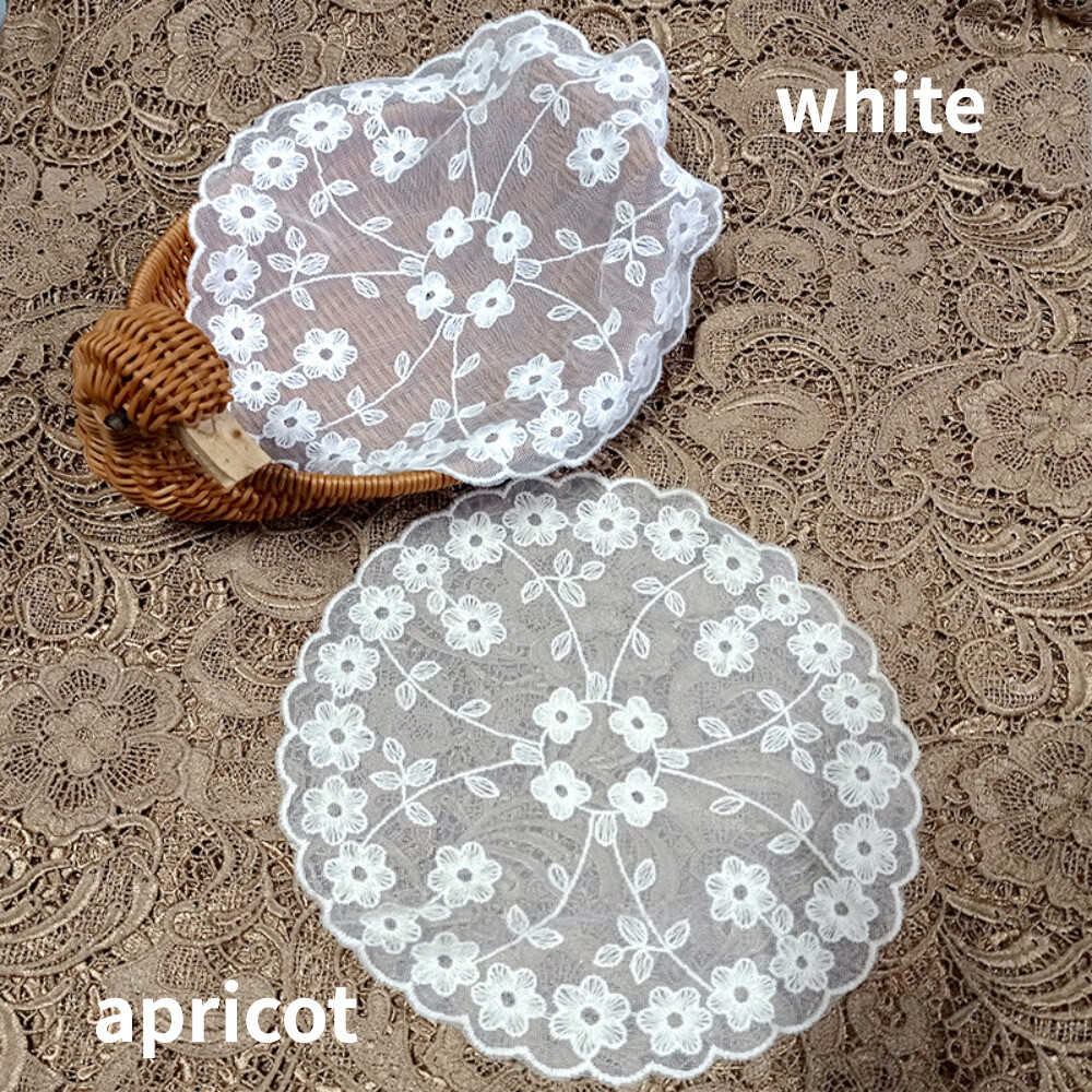 UK 2x Retro Lace Mesh Embroidered Tablecloth Cup Mat Sheer Table Mat Placemat