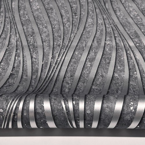 Dark Grey Geometric Wallpaper - Modern Metals Abstract Line Pattern - Picture 5 of 6