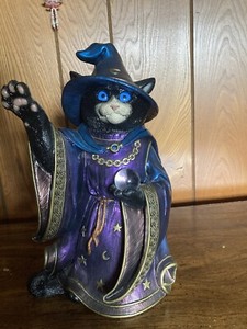 WINDSTONE EDITIONS PEACOCK CAT WIZARD EUC DISCONTINUED