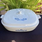 VTG CORNING WARE BLUE CORNFLOWER 10” CASSEROLE w/ WHITE LID B-20