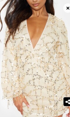 long sleeve gold embellished dress Odette Embellished Maxi Dress – Frock and Frill