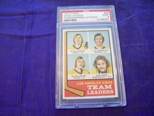 1974 TOPPS HOCKEY #98 KINGS LEADERS WITH BUTCH GORING PSA 9