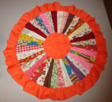 Vintage Pinwheel Orange Patchwork Pillow Cover ready to finish 22" across