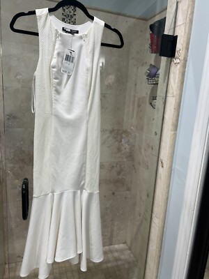 Designer Dress Saks 5th Ave Fashion Star White/Creme Halter Sheath Dress Xs  2 | eBay