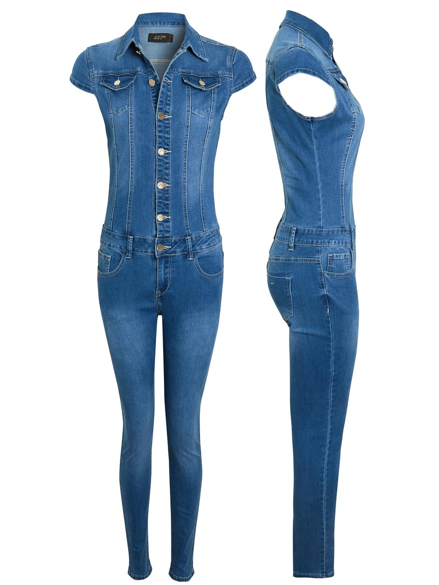 SHEIN SXY Button Front Flap Pocket Denim Overall Jumpsuit | Jumpsuit, Flare  jumpsuit, Flare jeans style