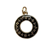 LV ZIPPER PULL CHARM GOLD Black Double Sided