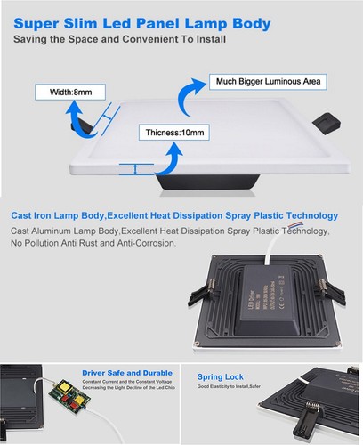 LED Panel 5W 600LM Square reccess 130lm/w 85~165V - Picture 4 of 4