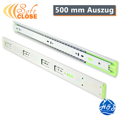 Schubladenschine 500 mm Teleskop-Schine Selbsteinzug Soft-Close Vollauszug