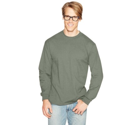 Hanes 5187 Men's Long Sleeve Beefy-T T-Shirts Tees NEW!!