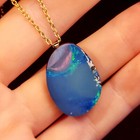 14K Gold Bail Australian Coober Pedy Opal Doublet Pendant, Opal Necklace XMS6