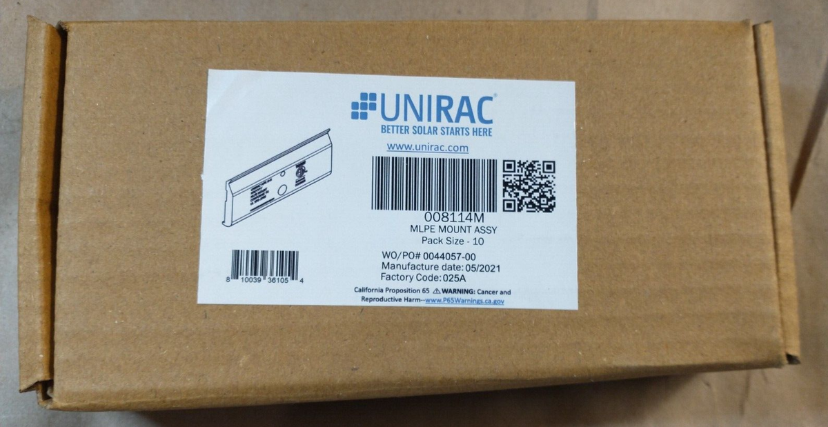 myumyu 1 Box of 10, UNIRAC Solar 008114M MLPE Mount Assy - Fast