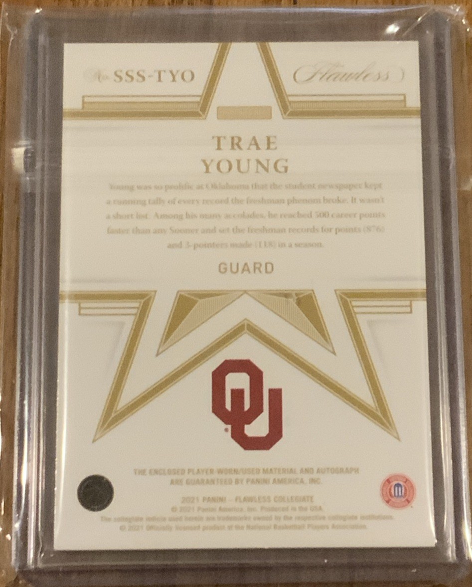 2021 Flawless Trae Young Star Swatch Signatures /10 WORN Patch Auto view 2