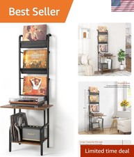 Record Player Stand with Vinyl Storage, Record Player Table with Vinyl Record...