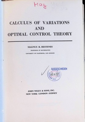 Calculus of variations and optimal control theory Hestenes, Magnus R.:
