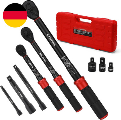 CASOMAN 9-Piece Torque Wrench Set, 1/4 & 3/8 & 1/2 -Inch, 3-25 & 5-60 Nm & 20-23