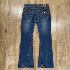True Religion Jeans Womens Joey Super T Flare Thick Stitch Twisted Size 29 Y2K