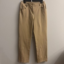 St. John Pants Womens 6 Tan Straight Leg High Rise Cotton Blend Casual Stretch