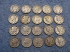 20 SILVER MERCURY DIMES WITH DATES      lot 10
