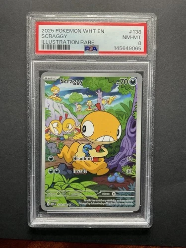 Scraggy 138 PSA 8 2025 Pokémon WHT EN Illustration Rare