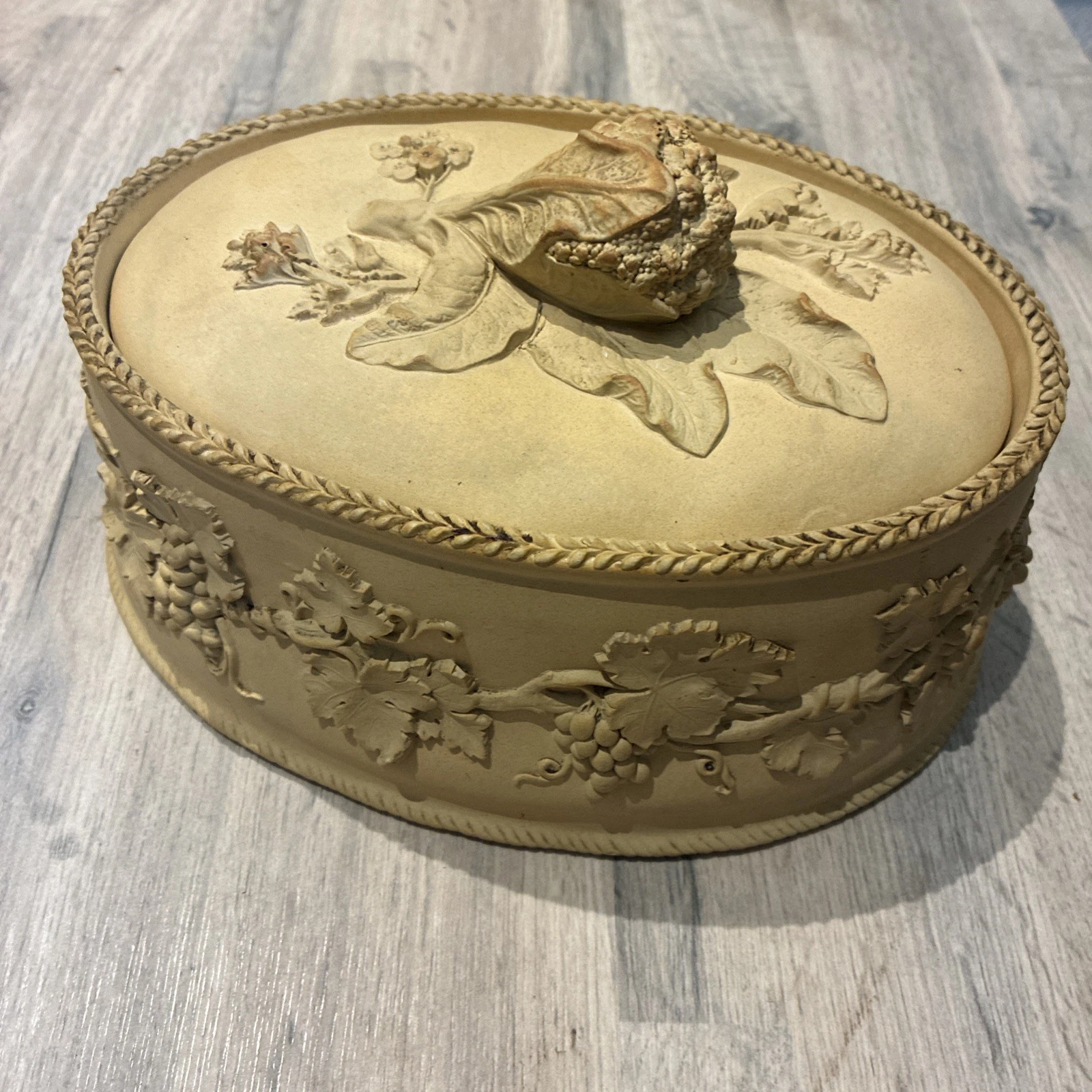 Wedgwood Caneware Game Pie Dish and Cover, Oval-shaped game pie dish-