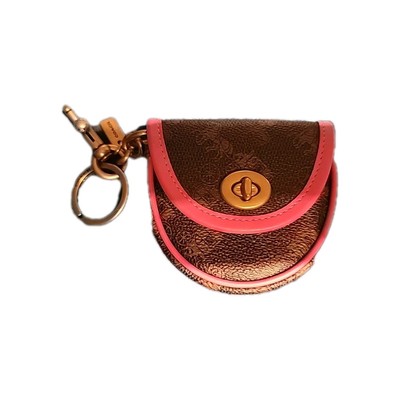 Coach Mini Saddle Turn Lock Bag Charm Coin Multi Color Pink